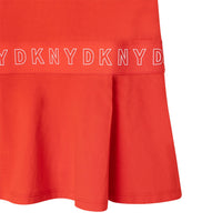 DKNY Peach Short Sleeve Logo Strip Dress
