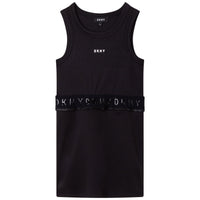 DKNY Black Printed Bottom Reversible Tank Dress
