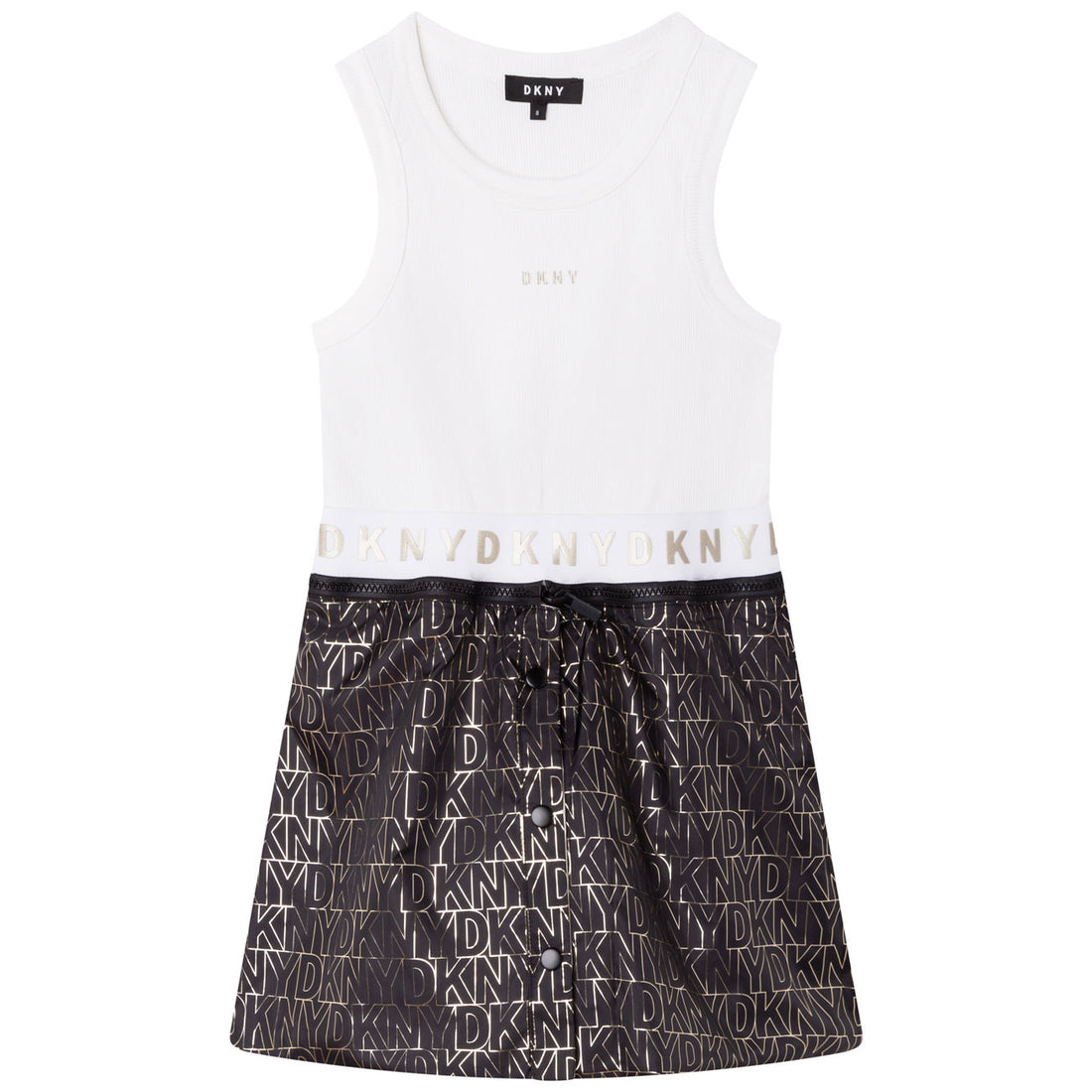 DKNY White Printed Bottom ReversibleTank Dress