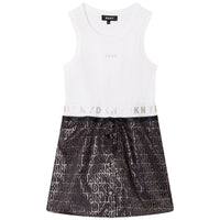 DKNY White Printed Bottom ReversibleTank Dress