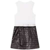 DKNY White Printed Bottom ReversibleTank Dress