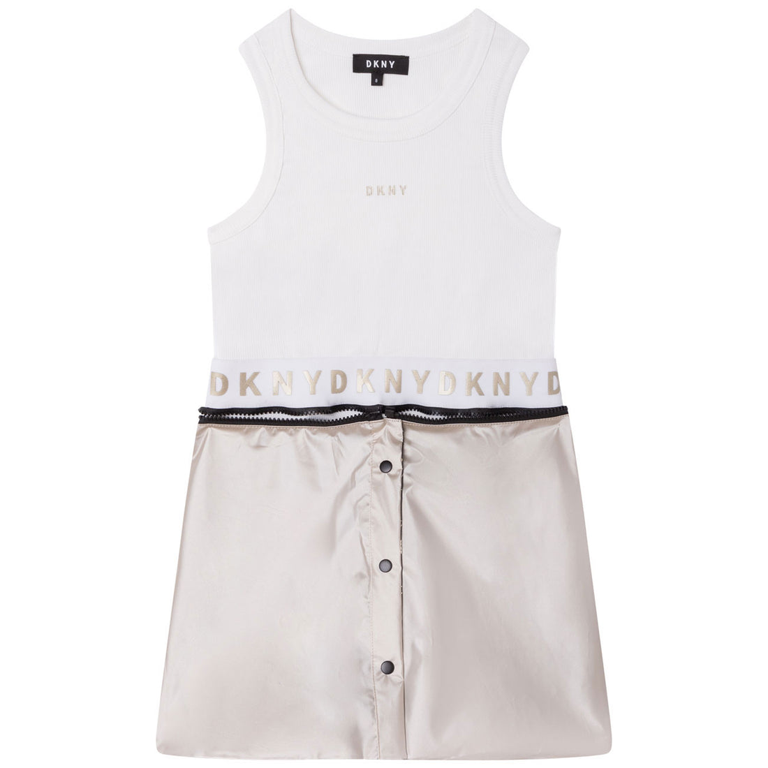 DKNY White Printed Bottom ReversibleTank Dress