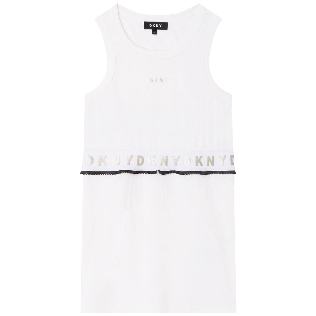 DKNY White Printed Bottom ReversibleTank Dress