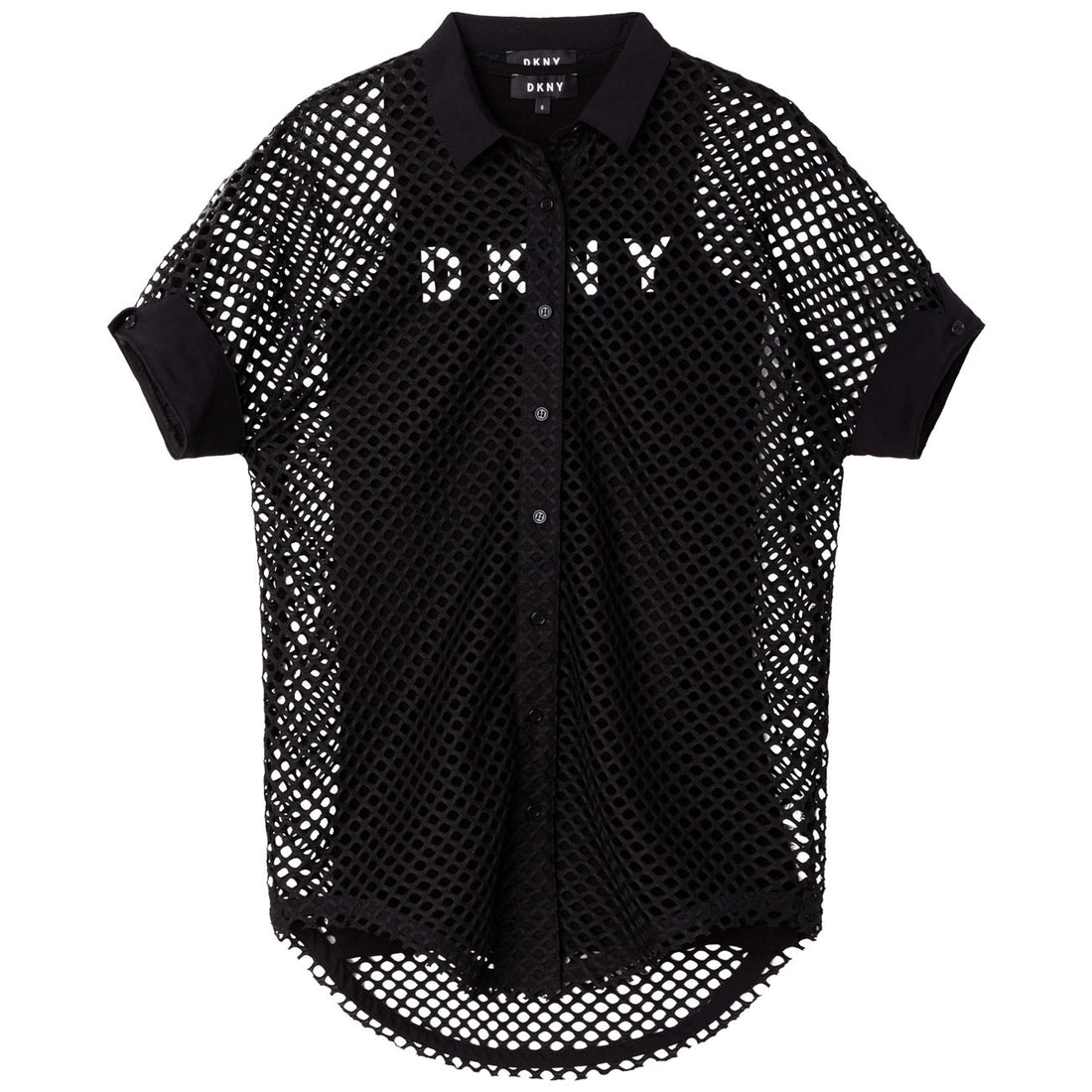 DKNY Black Mesh Shirt Dress