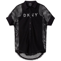 DKNY Black Mesh Shirt Dress