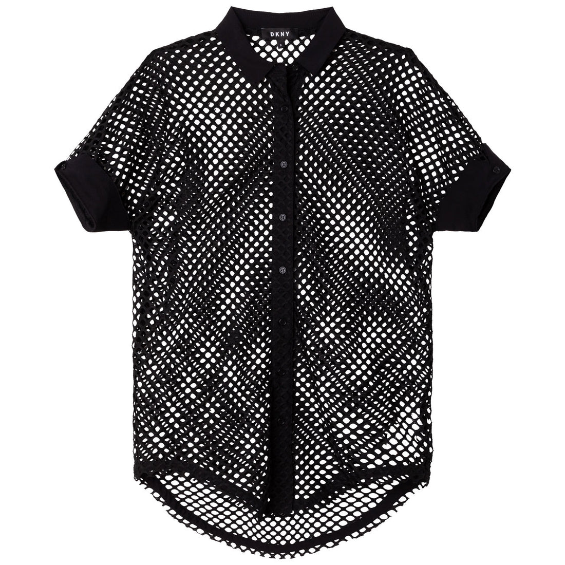 DKNY Black Mesh Shirt Dress
