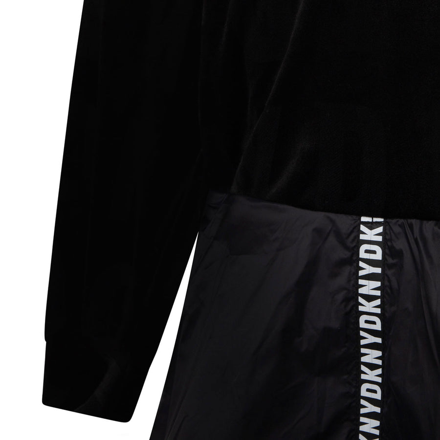 DKNY Black Logo Allover Hooded Dress
