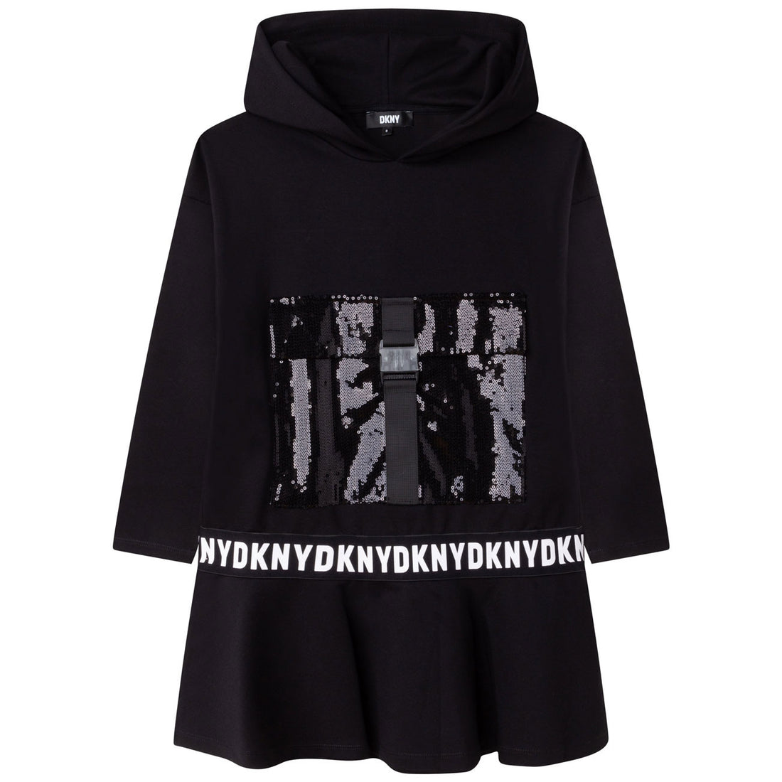 DKNY Black Buckle Hooded Dress – Ladida