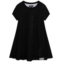 DKNY Black Logo Allover Short Sleeve Dress