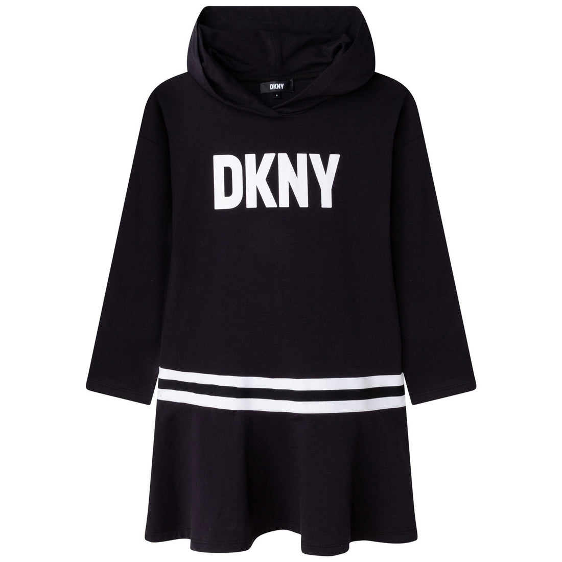 DKNY Black Drop Waiste Hooded Dress