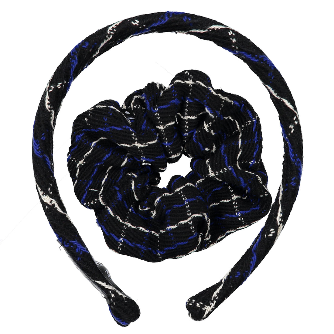 Knot Hairbands School Girl Headband + Scrunchie Set // Black + Cobalt