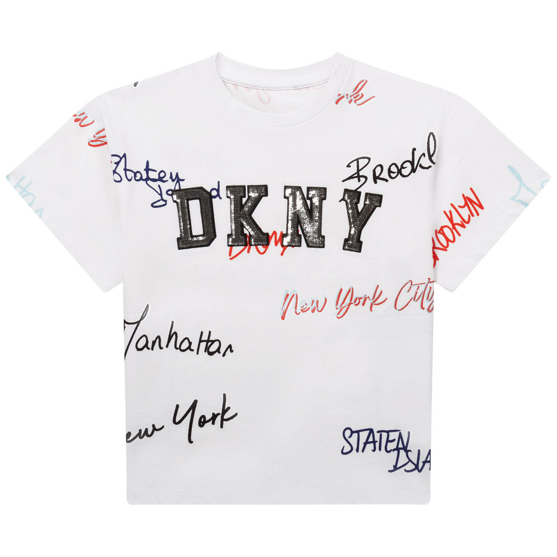 DKNY White NYC Allover Logo Tee