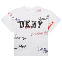 DKNY White NYC Allover Logo Tee
