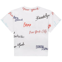 DKNY White NYC Allover Logo Tee