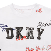 DKNY White NYC Allover Logo Tee
