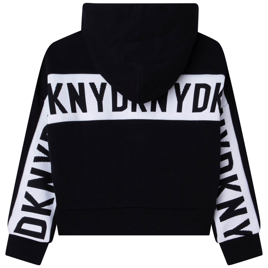 DKNY Black Logo Sleeve Hooded Zip Up