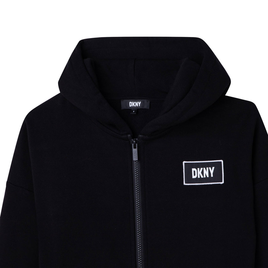 DKNY Black Logo Sleeve Hooded Zip Up