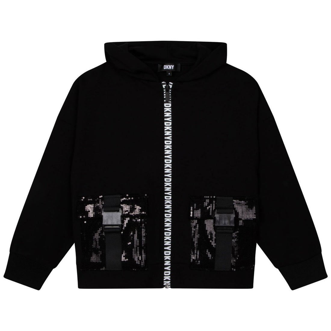 DKNY Black Detailed Pockets Zip Up