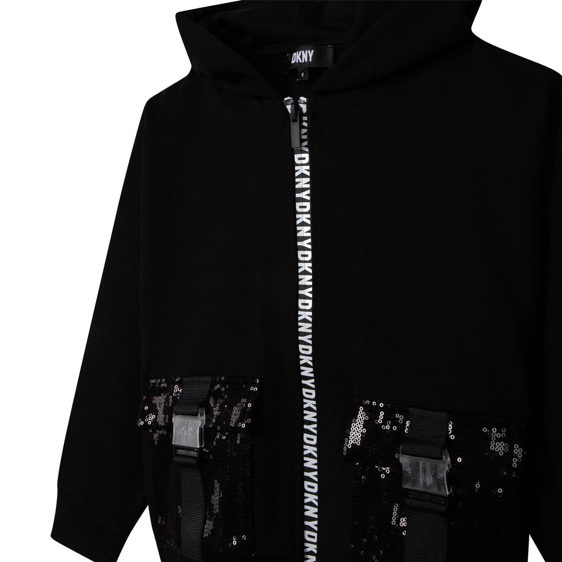 DKNY Black Detailed Pockets Zip Up