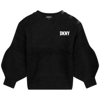 DKNY Black Button Neck Pullover