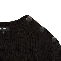 DKNY Black Button Neck Pullover