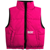 DKNY Black/Hot Pink Reversible Puffer Vest