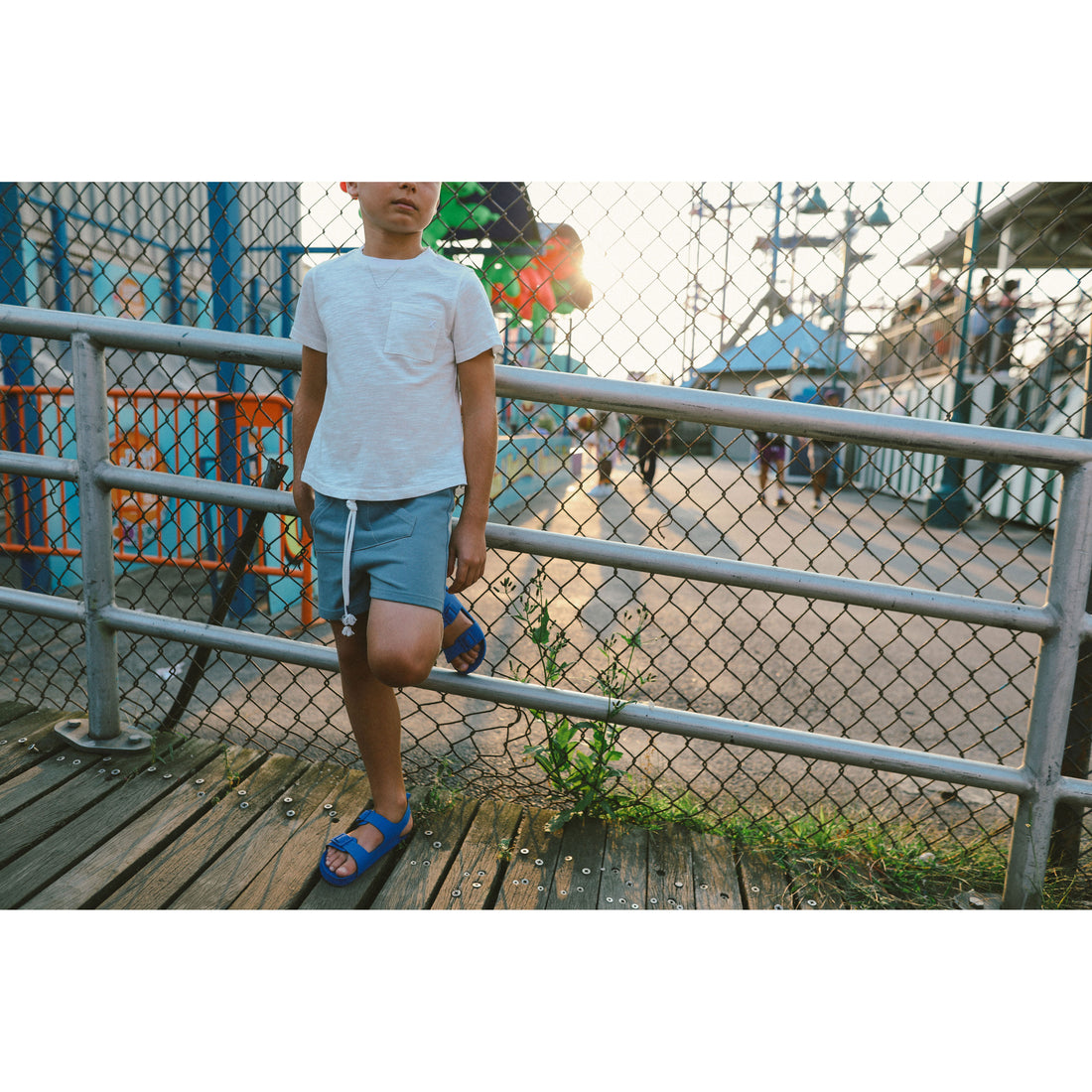 Hey kid Teal Embroidered Beach Shorts
