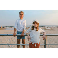 Hey kid White/Teal Embroidered Beach Sweatshirt