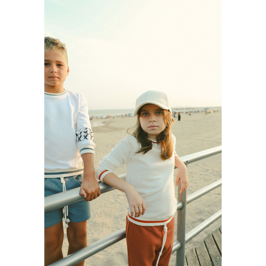 Hey kid White/Red Embroidered  Beach Sweatshirt