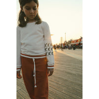 Hey kid White/Red Embroidered  Beach Sweatshirt