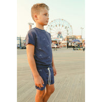Hey kid Blue Embroidered Waves Terry Top