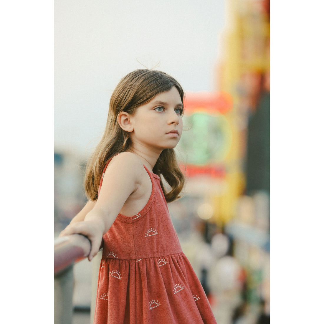Hey kid Red Embroidered Sun Terry Dress