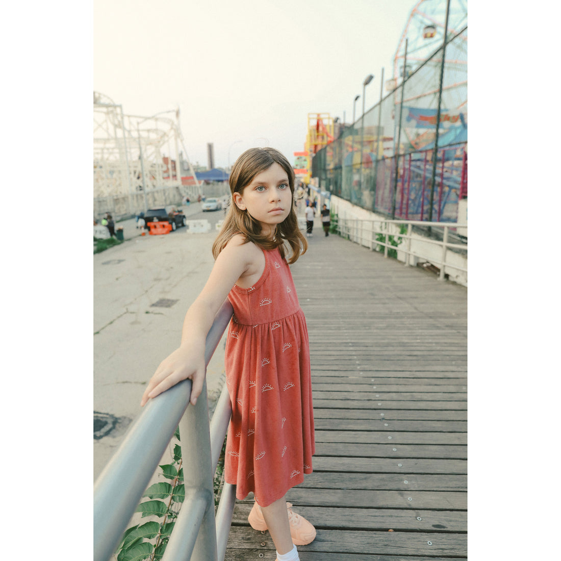 Hey kid Red Embroidered Sun Terry Dress