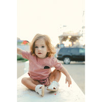 Hey kid Sun Logo Onesie- Blush