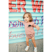 Hey kid Sun Logo Onesie- Blush