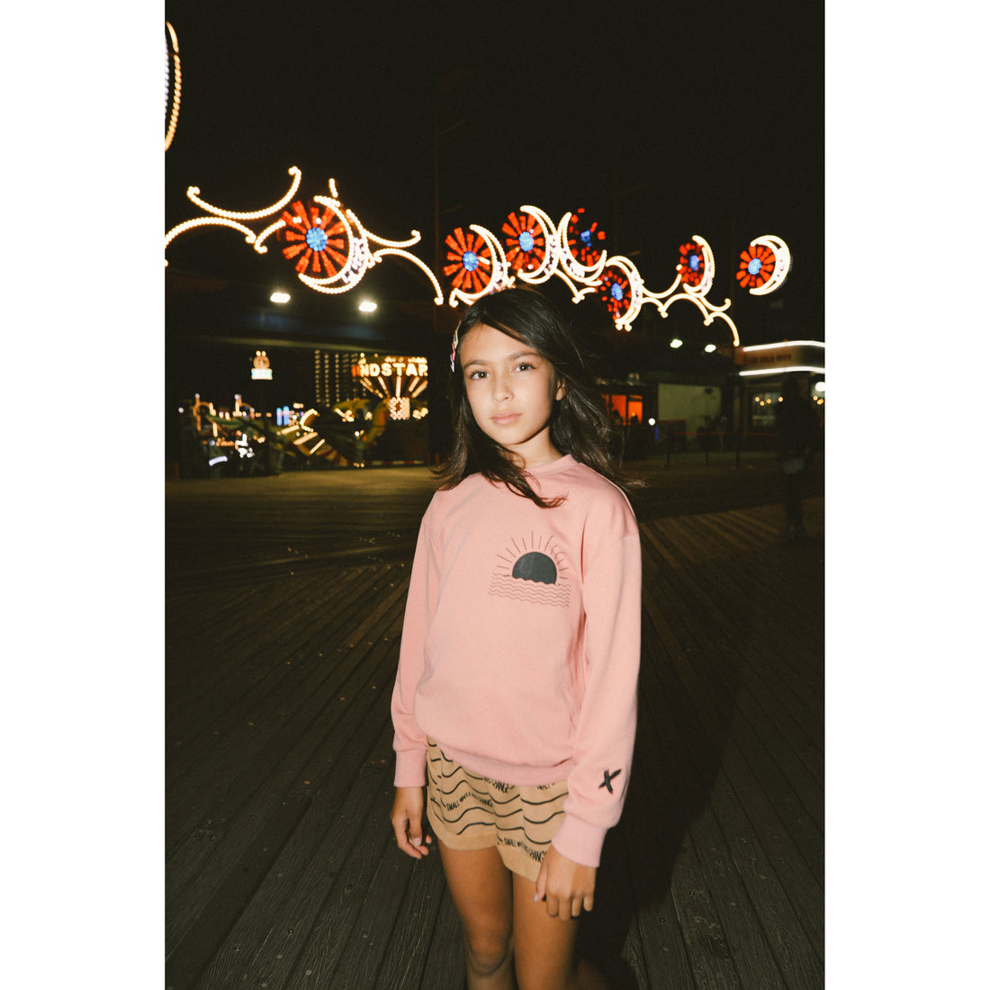 Hey kid Salmon Sun Logo Sweatshirt