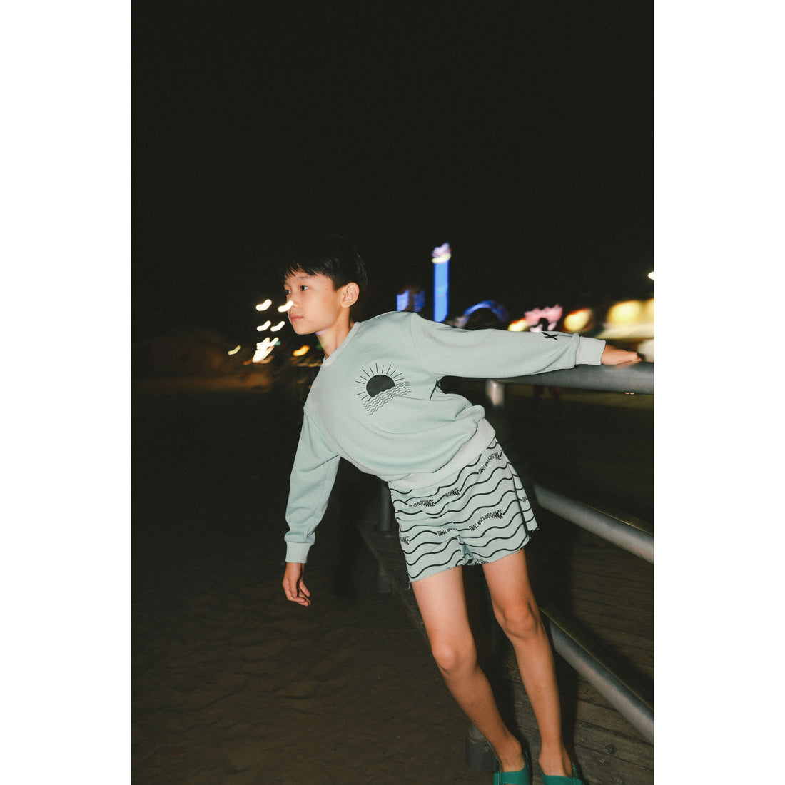 Hey kid Sage Sun Logo Shorts