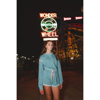 Hey kid Teal Embossed Sweatshirt