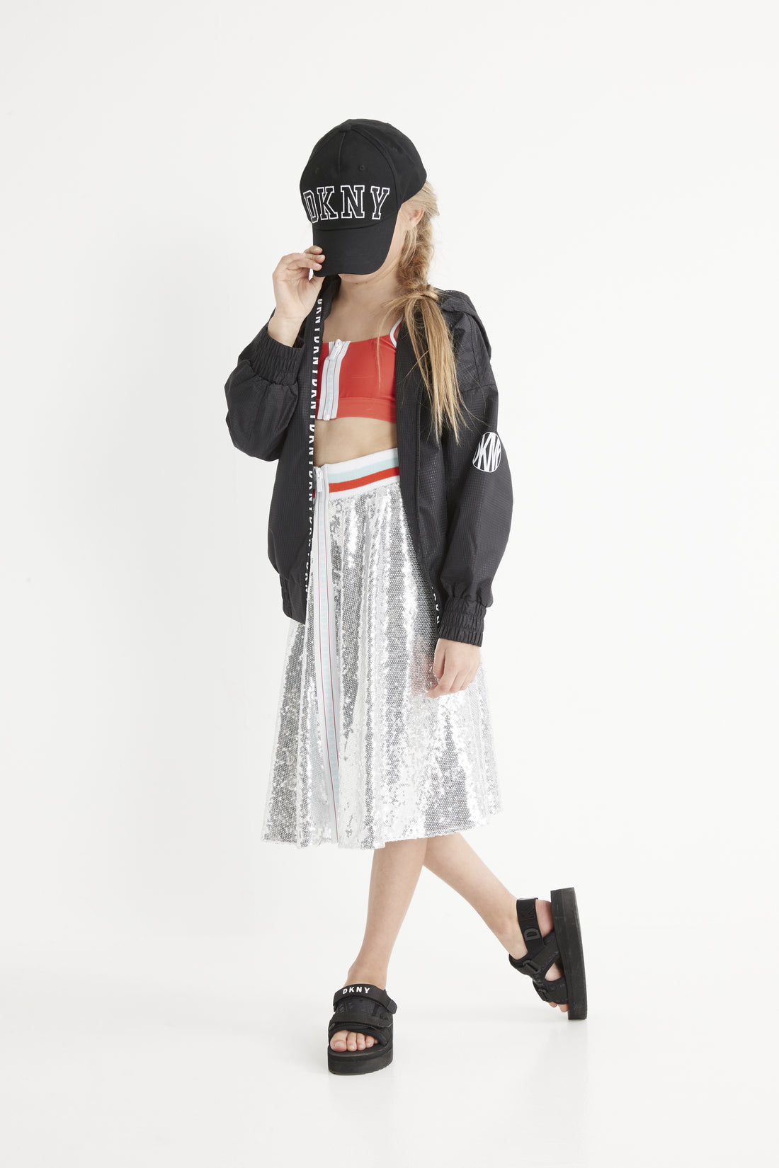DKNY Light Grey Shiny Fancy Skirt