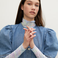 Les Coyotes De Paris Vintage Denim Puff Sleeve Denim Dress