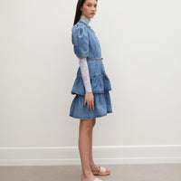 Les Coyotes De Paris Vintage Denim Puff Sleeve Denim Dress