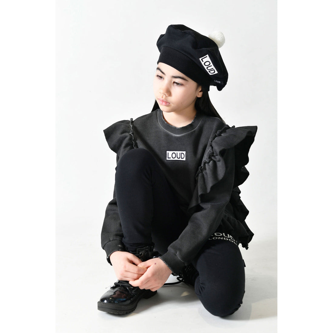 Loud Black Logo Ruffled Sweater