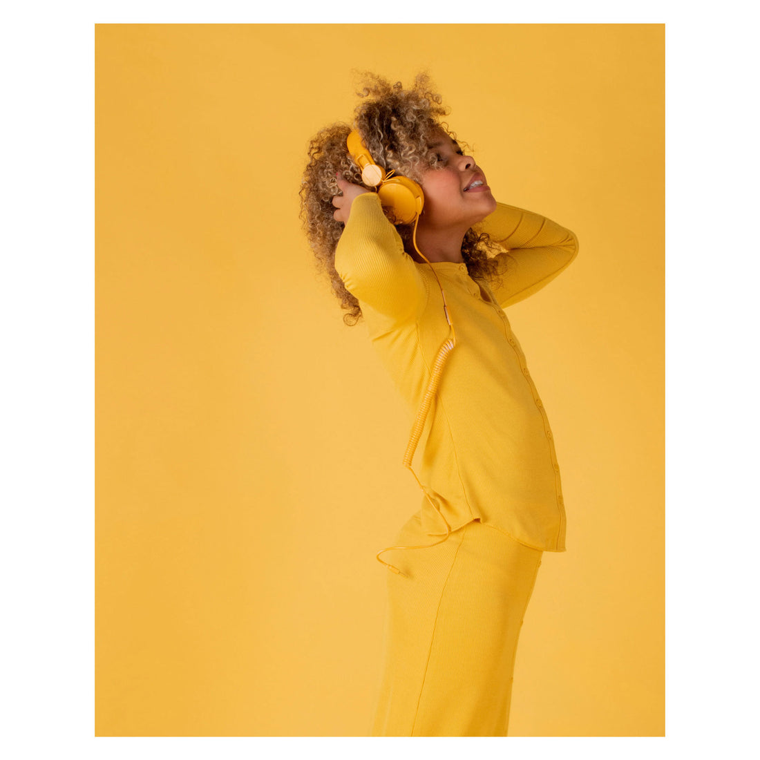 Coco Blanc Spicy Mustard Ribbed Long Sleeve Tee