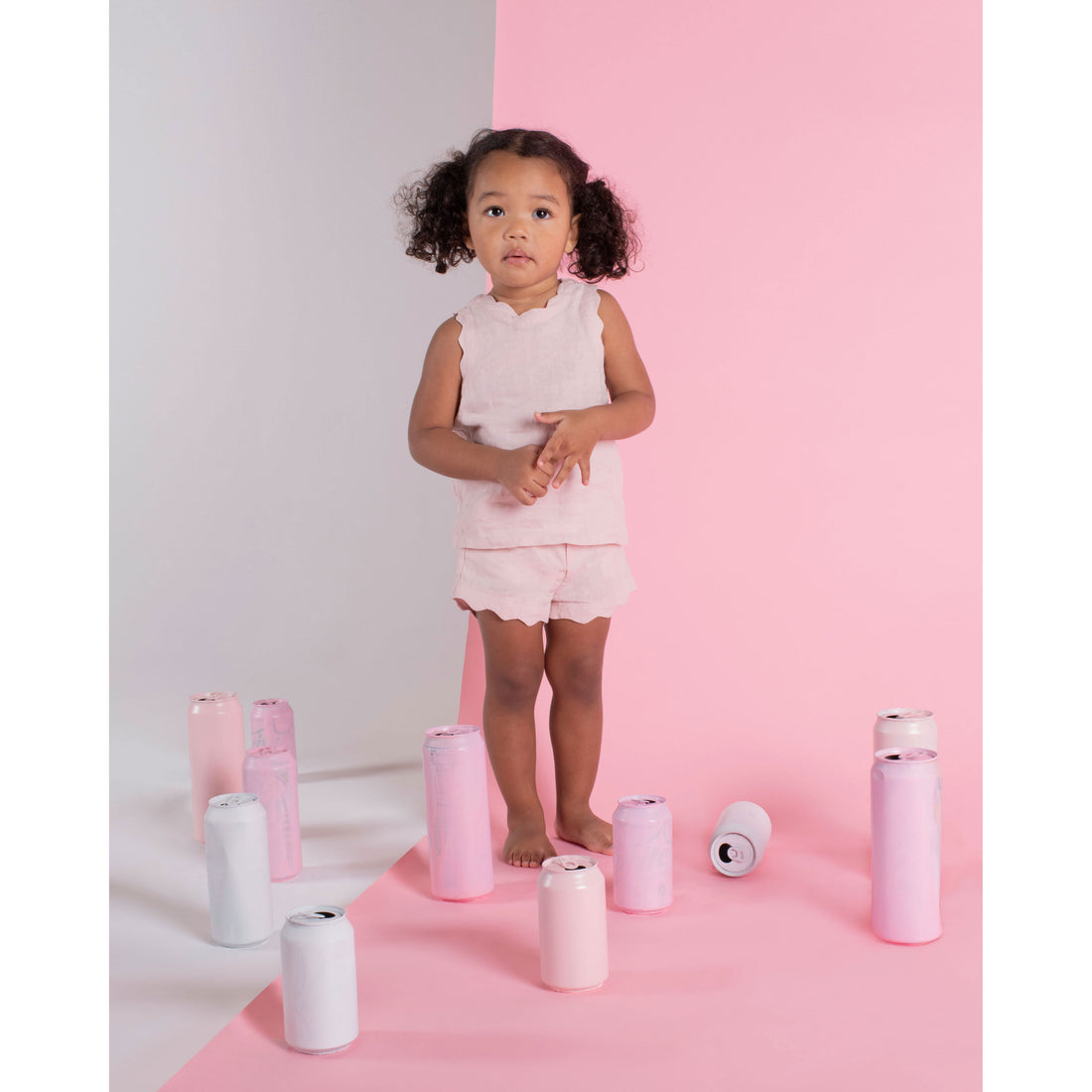 Coco Blanc Smoky Rose Baby Girl Linen Set