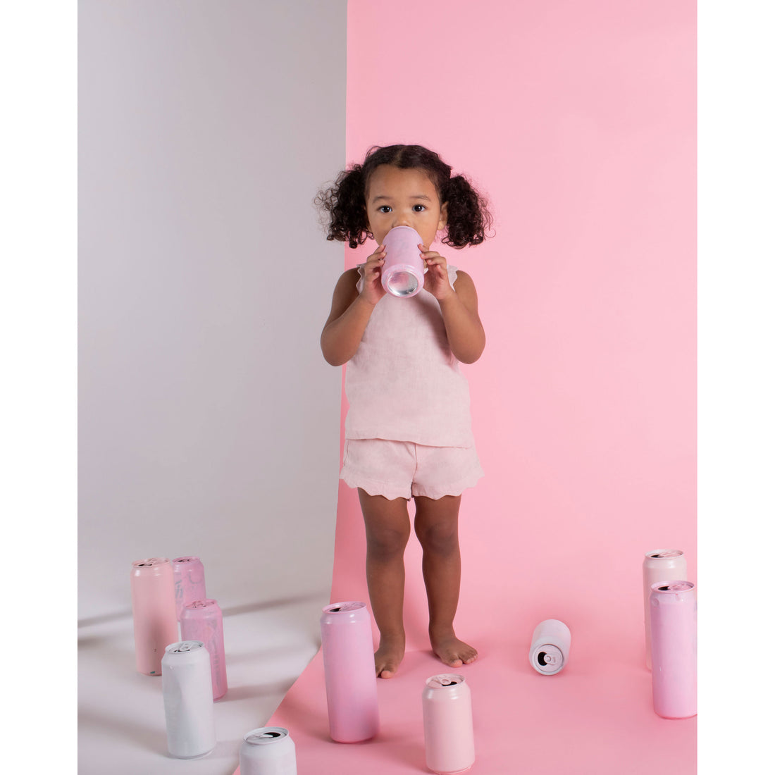 Coco Blanc Smoky Rose Baby Girl Linen Set