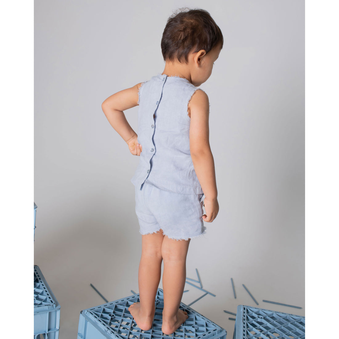 Coco Blanc Pale Blue Baby Boy Linen Set