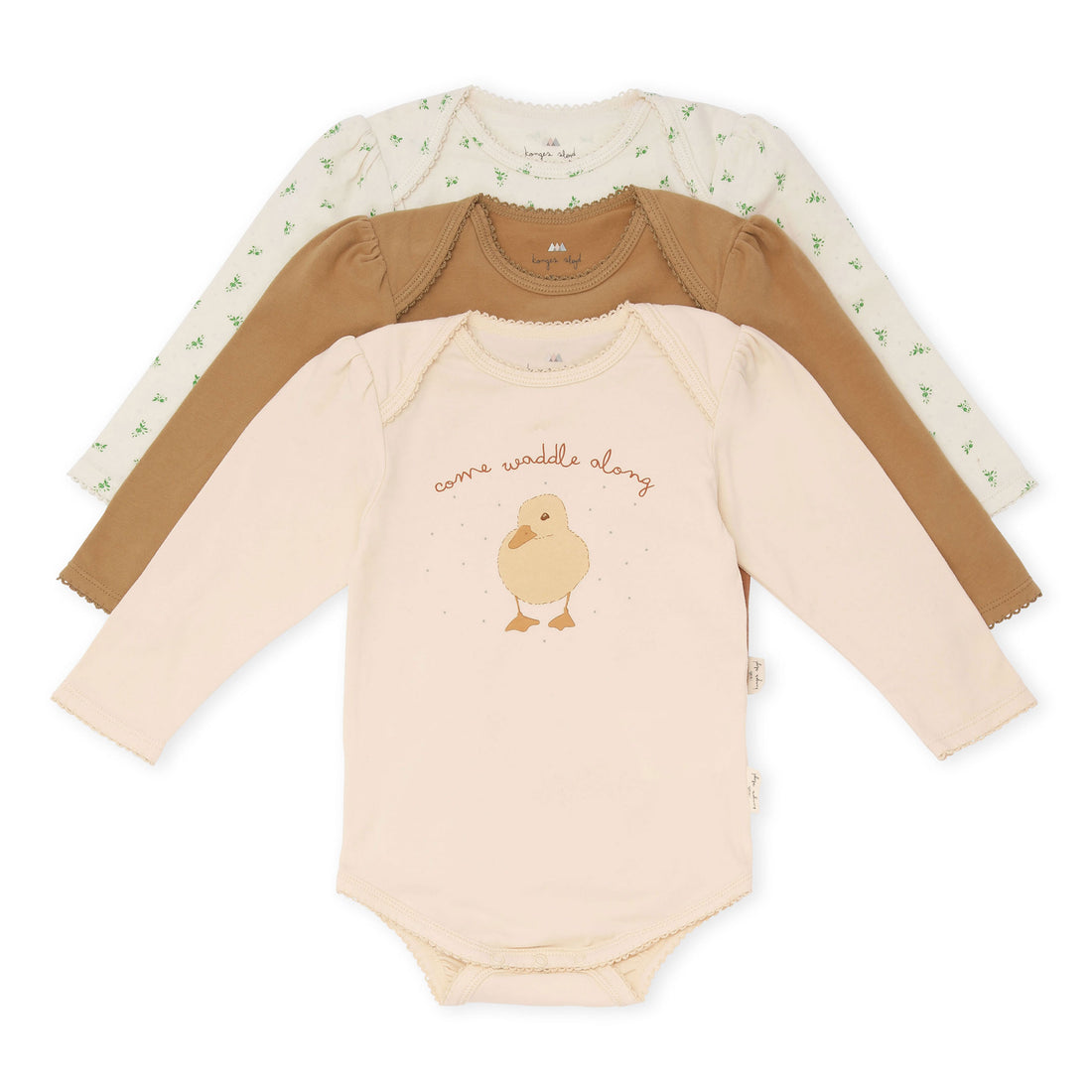 Konges Slojd Apple Petales/Tobacco/Duckling Cue 3 Pack Ls Body Gots