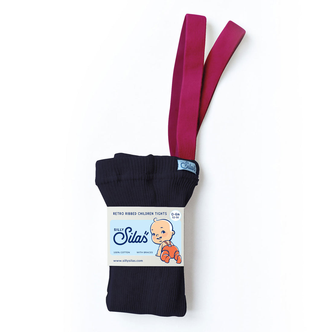 Silly Silas Dark Blue/Magenta  Footed Cotton Tights