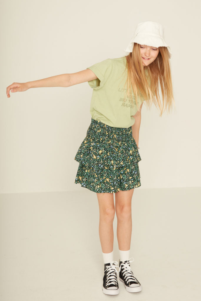 Designers Remix Black Flower Print Sandra Smock Skirt