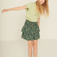 Designers Remix Black Flower Print Sandra Smock Skirt